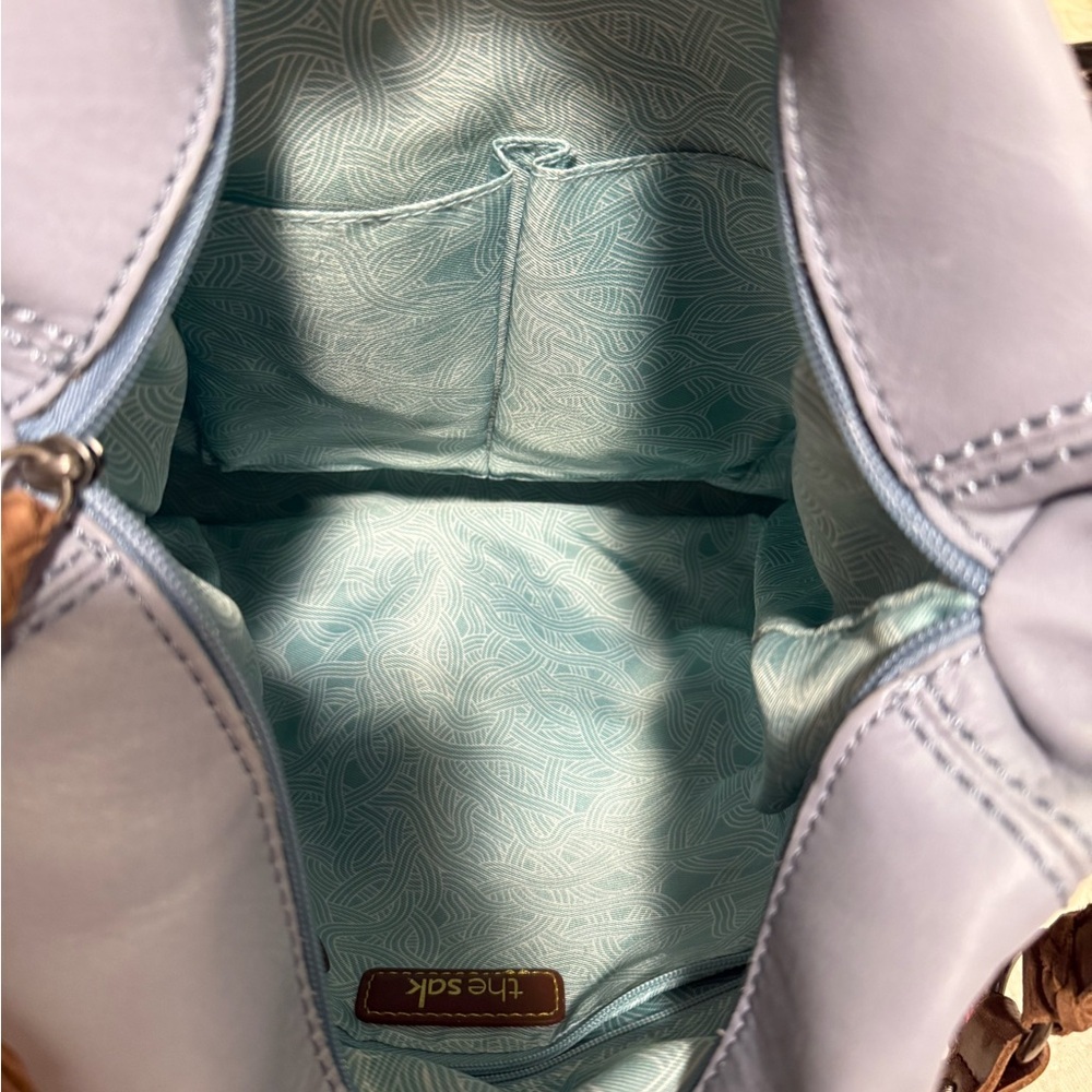 The Sak Light Blue Crossbody Bag with Brown Accents - Picture 6 of 6